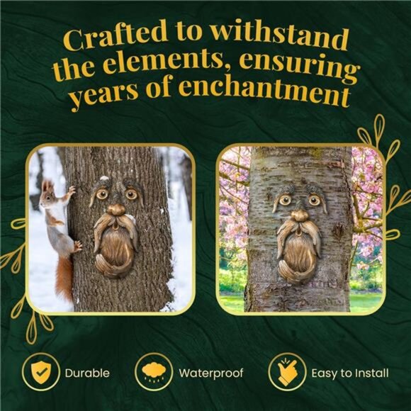 Tree Faces Outdoor, Tree Art, Tree Decor, Tree Stump Decor, Face for Tree Trunk - Picture 6 of 7